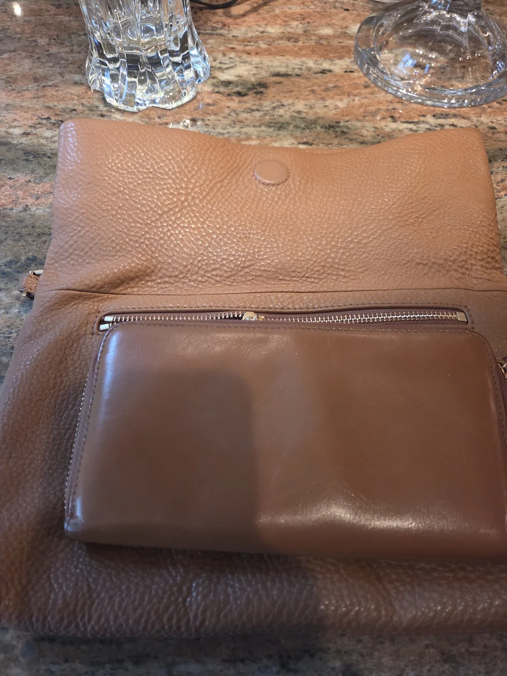 Tory Burch Caramel Leather Crossbody Bag with Matching Wallet